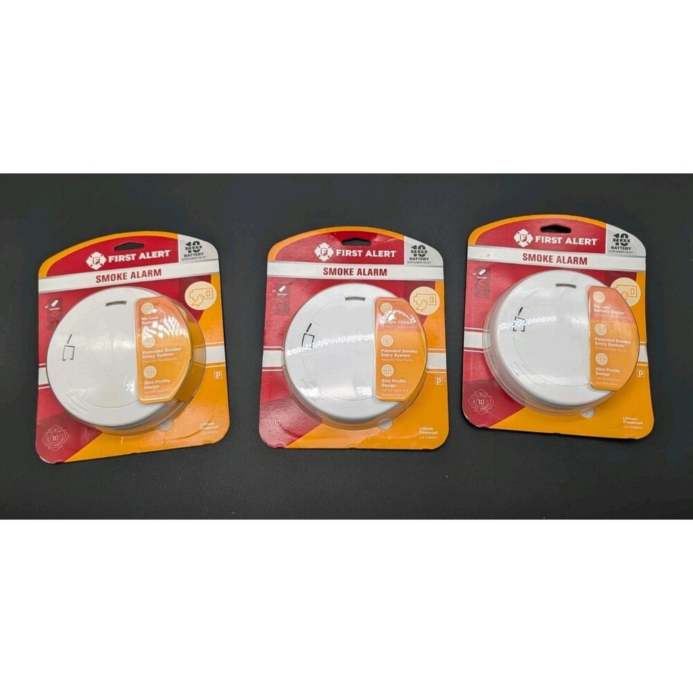 Lot Of 3x FIRST ALERT Smoke Alarm Detectors Lithium Powercell 1039852 White New